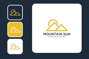 Mountain with sun logo design