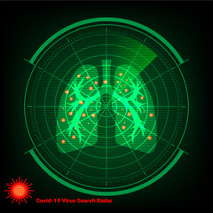 radar screen  covid-19 attack in human lungs 