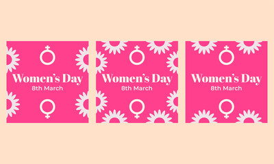 pink womens day social media post collection