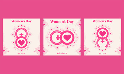 pink womens day social media post collection design