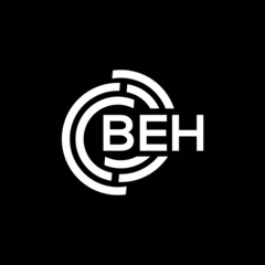Obraz premium BEH letter logo design on black background. BEH creative initials letter logo concept. BEH letter design.