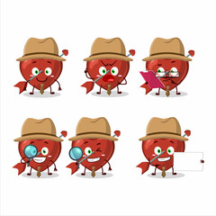 Detective cupid love arrow cute cartoon character holding magnifying glass