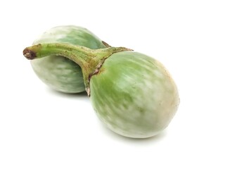 Green eggplant.  Fresh organic.  Chemical free.  Isolated on white background.