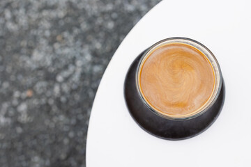 top view glass of coffee