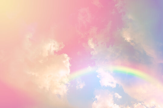 rainbow in cloudy sky
