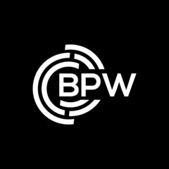 BPW letter logo design on black background. BPW creative initials letter logo concept. BPW letter design.