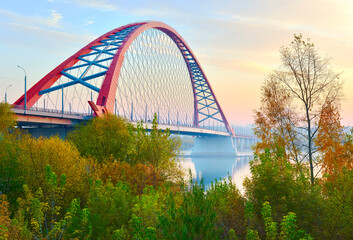 Bugrinsky bridge in golden autumn
