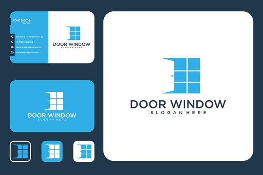 Door with window logo design and business card