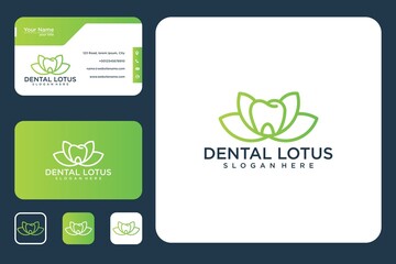 Elegant lotus with dental logo design and business card