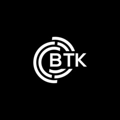 BTK letter logo design on black background. BTK creative initials letter logo concept. BTK letter design.