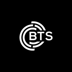 BTS letter logo design on black background. BTS creative initials letter logo concept. BTS letter design.