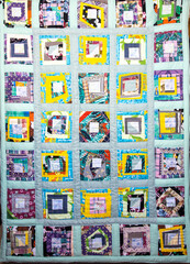 Patchwork quilt handmade. Home creativity.