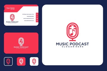 Music podcast logo design and business card