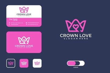 Love crown logo design and business card