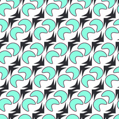 Abstract background of patterned blue elements on a white background.