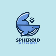 Vector Logo Illustration Whale Simple Mascot Logo.