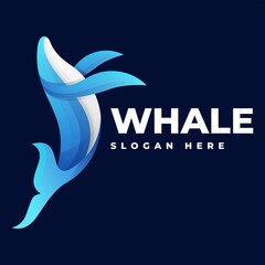 Vector Logo Illustration Whale Gradient Colorful Style.