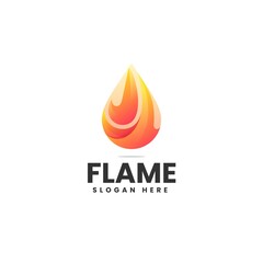 Vector Logo Illustration Flame Gradient Colorful Style.