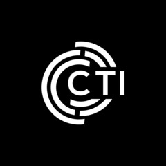 CTI letter logo design on black background. CTI creative initials letter logo concept. CTI letter design.
