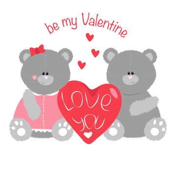 Illustration Couple of Teddy bears in love