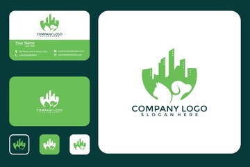 City with animal logo design and business card