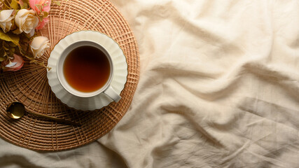 English afternoon tea concept, tea table with vintage ceramic tea cup