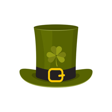 St. Patrick hat. Cute festive element. Vector illustration in flat cartoon style. Hand drawn icon for irish holiday.