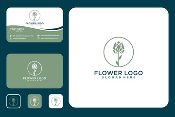 Elegant flower rose logo design and business card