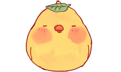 頭に葉っぱが乗っているヒヨコ。 © 実理 小林