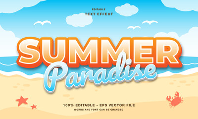 Summer Paradise Vector text effect. EPS10 Editable Text Effect design summer theme