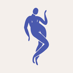 Fototapeta na wymiar One blue abstract female body. Silhouettes of a dancing woman.