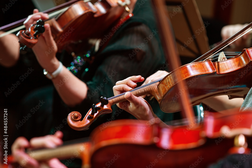 Sticker hands of a woman playing the violin in an orchestra