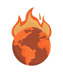globe map in flame