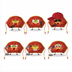 A Cute Cartoon design concept of red chinese woman hat singing a famous song
