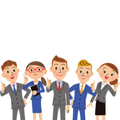 会社員　ポーズ　集団　笑顔　ビジネス