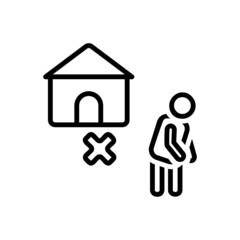 Black line icon for homeless