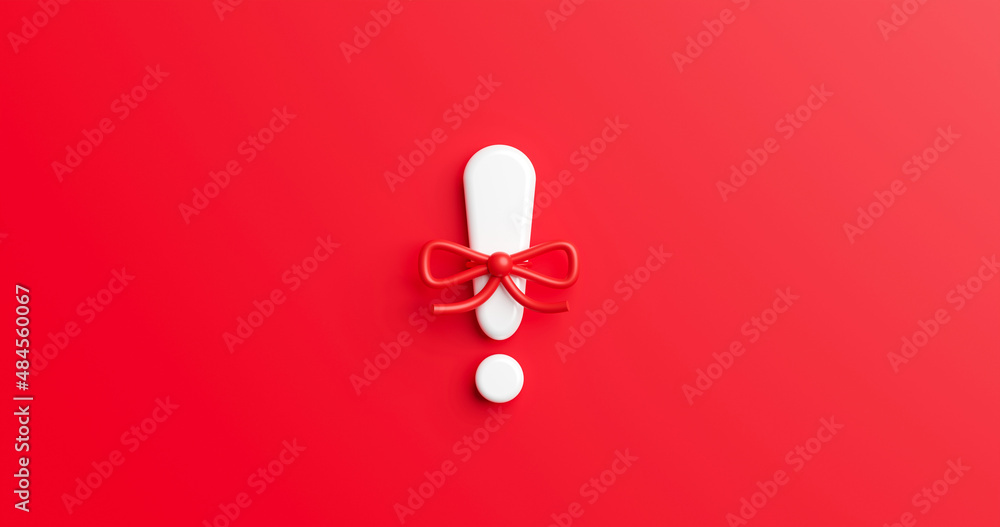 Poster red notification reminder icon chat message of attention alert alarm notice sign or tie bow social b