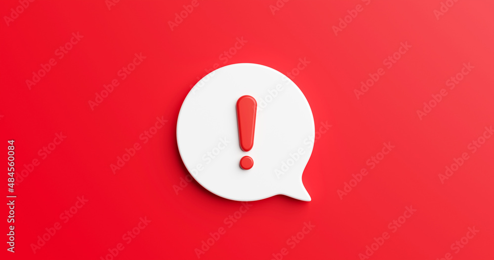 Poster red notification reminder icon chat message of attention alert alarm notice sign or flat design soci