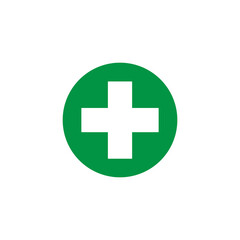 Obraz premium The universal first aid symbol. Medical pharmacy flat vector icon isolated on white background