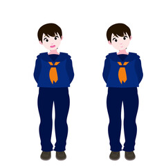 Naklejka premium 後ろに腕を回すセーラー服の女学生