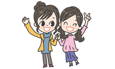 手をつなぐ女の子たち