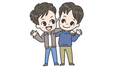 肩を組む男性たち