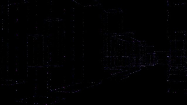 Abstract city wire frames 4k footage