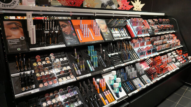 Various colour of lipsticks in Sephora, Sephora is a French brand and chain of cosmetics stores