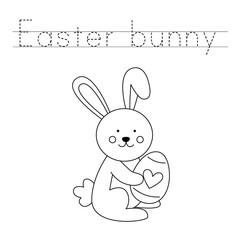 Trace the letters and color Easter bunny. Handwriting practice for kids.