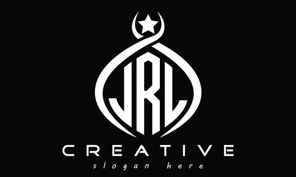 JRL three letters monogram curved oval initial logo design, geometric minimalist creative logo, vector template