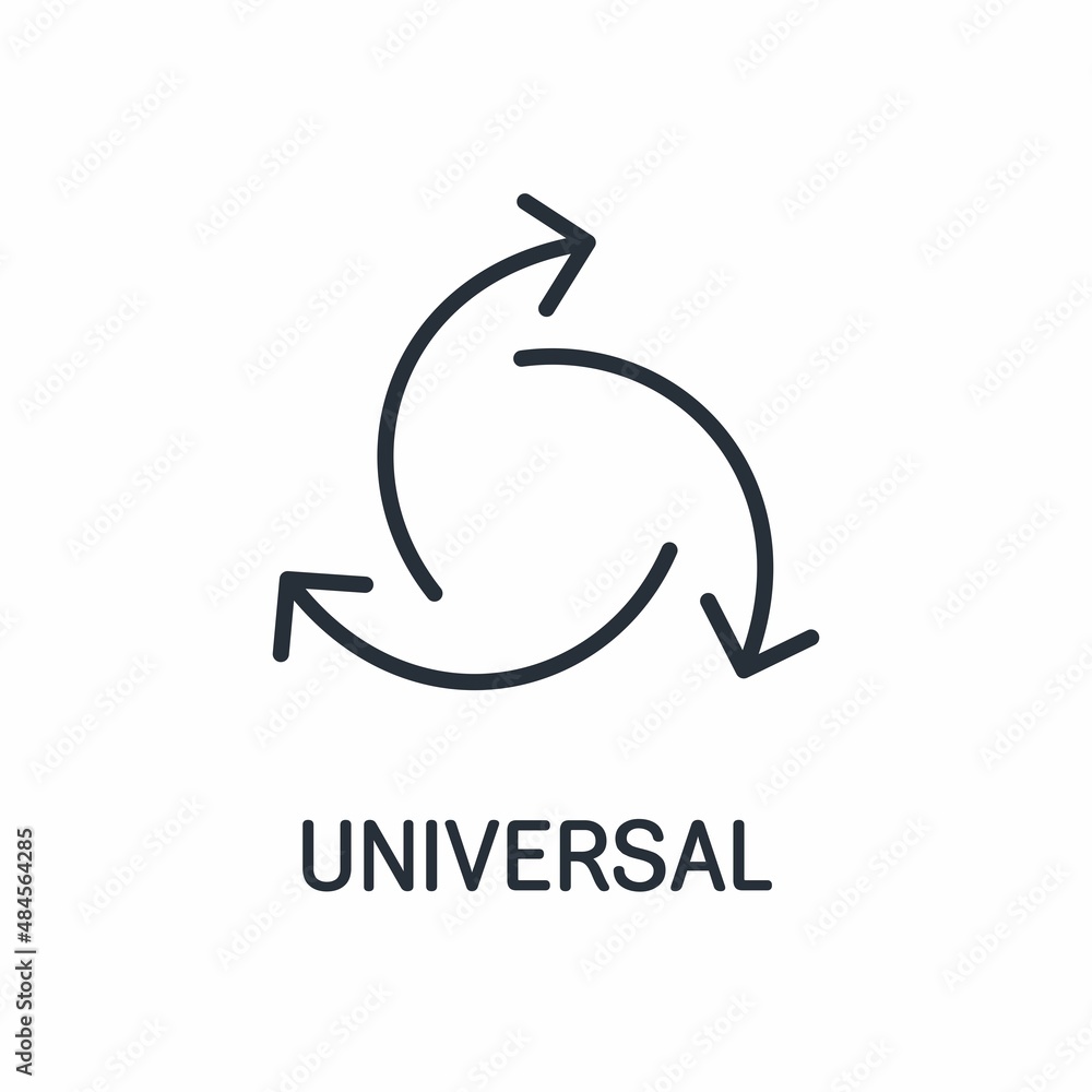 Poster arrows in all directions. universal tool, method. vector linear icon isolated on white background