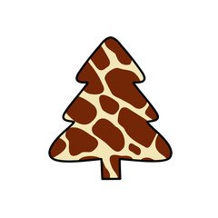 Christmas trees with giraffe print. Collection of Christmas tree with giraffe pattern. Colorful illustration of New Year design for banner, postcard, greeting card. Vector illustration.