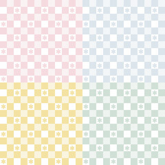 Gingham check pattern with flowers. Seamless vichy check plaid graphic for scarf, tablecloth, wrapping, packaging, or other modern summer fabric design.