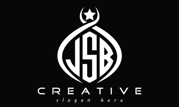 JSB three letters monogram curved oval initial logo design, geometric minimalist creative logo, vector template